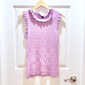 Ann Taylor Factory Lavender Sleeveless Blouse/ Ruffled Trim Size L